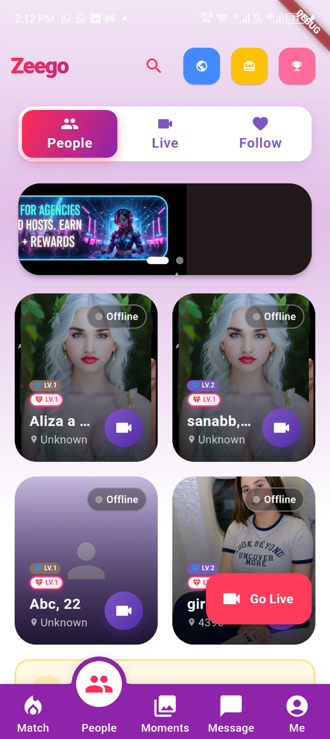 Zeego live video chat party screenshot